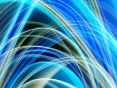 Abstract glowing blue lines represent focus and concentration